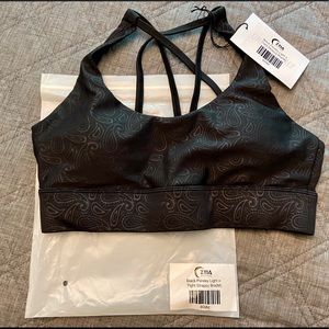 Zyia Black Paisley Light N Tight Strappy Bra